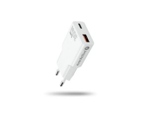 Ładowarka sieciowa everActive GaN SUPER SLIM SC-380Q z gniazdem USB QC3.0 oraz USB-C PD 30W
