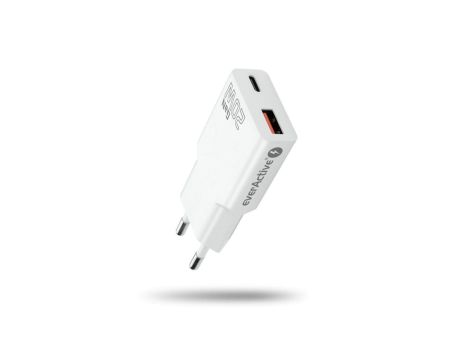 Ładowarka sieciowa everActive GaN SUPER SLIM SC-340Q z gniazdem USB QC3.0 oraz USB-C PD 20W
