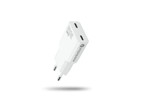 Ładowarka sieciowa everActive GaN SUPER SLIM SC-385Q z dwoma gniazdami USB-C PD 30W