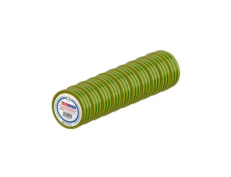 Taśma izolacyjna elektroizolacyjna PVC 19mmx9m żółto-zielona HOROZ 10szt.