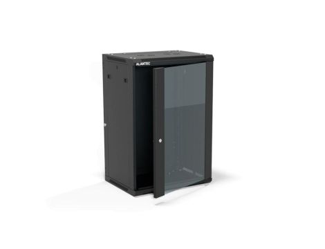 Szafa rack wisząca 19 cali 18U 600x450, drzwi szklane, tył i osłony boczne demontowalne, ZŁOŻONA kolor czarny ALANTEC