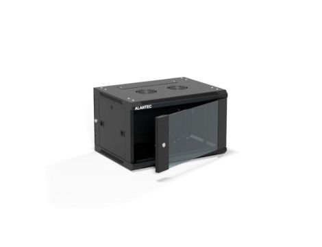 Szafa rack wisząca 19 cali 6U 600x450, drzwi szklane, tył i osłony boczne demontowalne, ZŁOŻONA kolor czarny ALANTEC