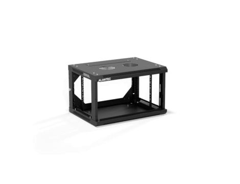 Szafa rack wisząca 19 cali 6U 600x450, drzwi szklane, tył i osłony boczne demontowalne, FLAT PACK kolor czarny ALANTEC