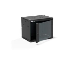 Szafa rack wisząca 19 cali 9U 600x450, drzwi szklane, tył i osłony boczne demontowalne, ZŁOŻONA kolor czarny ALANTEC