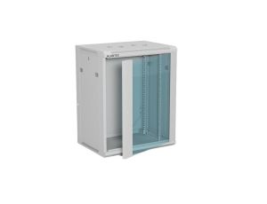 Szafa rack wisząca 19 cali 15U 600x450, drzwi szklane, tył i osłony boczne demontowalne, ZŁOŻONA kolor szary ALANTEC