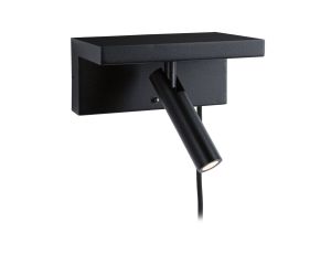 Oprawa ścienna JERIK LED 2,4W 3-STEP DIM 160lm 3000K USB-C 230V Z przełącznikiem Czarny mat /metal