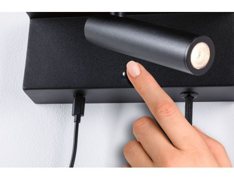 Oprawa ścienna JERIK LED 2,4W 3-STEP DIM 160lm 3000K USB-C 230V Z przełącznikiem Czarny mat /metal - 9