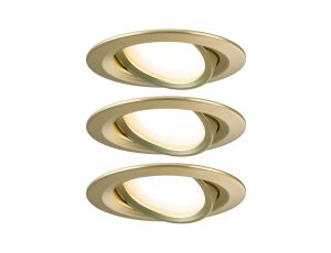 Zestaw wychylnych opraw wpuszczanych LED Nova Coin okrągłych 84mm 100° 3x6W 3x470lm 2700K IP23 230V Złoty matowy / aluminium