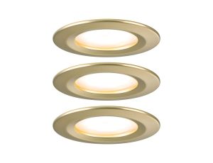 Zestaw opraw wpuszczanych LED Nova Coin okrągłych 78mm 100° 3x6W 3x470lm 2700K IP23 230V Złoty matowy / aluminium