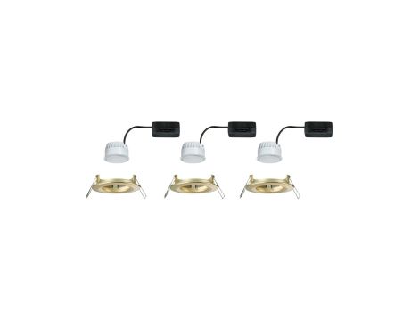 Zestaw opraw wpuszczanych LED Nova Coin okrągłych 78mm 100° 3x6W 3x470lm 2700K IP23 230V Złoty matowy / aluminium - 2
