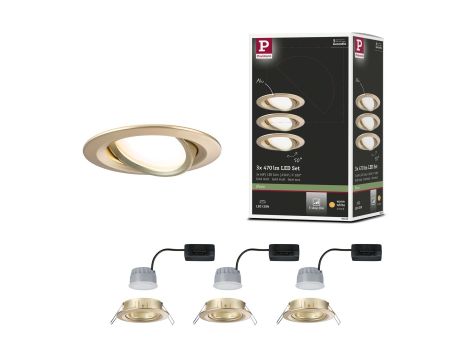 Zestaw wychylnych opraw wpuszczanych LED Nova Coin okrągłych 3-Step DIM 84mm 100° 3x6W 3x470lm 2700K IP23 230V Złoty matowy / aluminium - 8