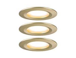 Zestaw opraw wpuszczanych LED Nova Coin okrągłych 3-Step DIM 74mm 100° 3x6W 3x470lm 2700K IP23 230V Złoty matowy / aluminium