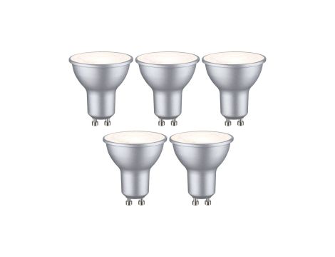 Źródło światła LED GU10 zestaw 5 sztuk 4,9W 460lm 2700K srebrny RAL9006 / tworzywo sztuczne