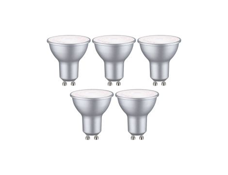 Źródło światła LED GU10 zestaw 5 sztuk 4,9W 460lm 4000K srebrny RAL9006 / tworzywo sztuczne