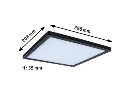 Plafoniera ATRIA SHINE LED 15,7W ze zmienną barwą 3000/4000/6500K + światło odbite kwadrat 298x298mm/35mm 2100 lm 230V IP44 Klasa energ. B czarny / tworzywo sztuczne - 15