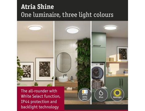 Plafoniera ATRIA SHINE LED Backlight 20,8W IP44 2800lm 400mm WS 3000/4000/6500K 230V biały / tworzywo sztuczne - 12