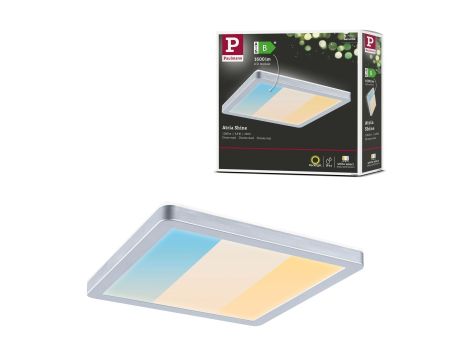 Plafoniera ATRIA SHINE LED 8W ze zmienną barwą 3000/4000/6500K + światło odbite kwadrat 190x190mm/35mm 1160 lm 230V IP44 Klasa energ. B chrom mat / tworzywo sztuczne - 12