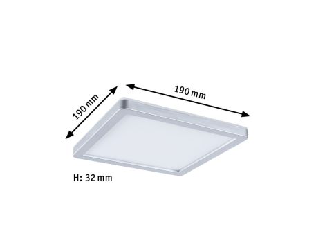 Plafoniera ATRIA SHINE LED 8W ze zmienną barwą 3000/4000/6500K + światło odbite kwadrat 190x190mm/35mm 1160 lm 230V IP44 Klasa energ. B chrom mat / tworzywo sztuczne - 11
