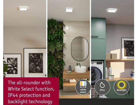 Plafoniera ATRIA SHINE LED 8W ze zmienną barwą 3000/4000/6500K + światło odbite kwadrat 190x190mm/35mm 1160 lm 230V IP44 Klasa energ. B biały / tworzywo sztuczne - 12