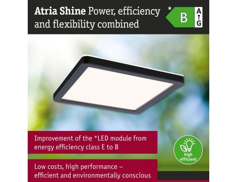 Plafoniera ATRIA SHINE LED 8W ze zmienną barwą 3000/4000/6500K + światło odbite kwadrat 190x190mm/35mm 1160 lm 230V IP44 Klasa energ. B czarny / tworzywo sztuczne - 10