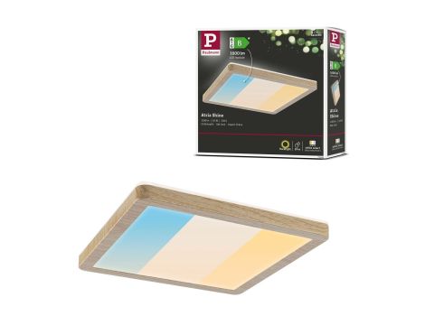 Plafoniera ATRIA SHINE LED 8W ze zmienną barwą 3000/4000/6500K + światło odbite kwadrat 190x190mm/35mm 1160 lm 230V IP44 Klasa energ. B wzór drewna / tworzywo sztuczne - 15