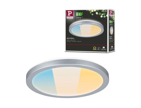 Plafoniera ATRIA SHINE LED 7,6W ze zmienną barwą 3000/4000/6500K + światło odbite okrągła 190mm/35mm 1000 lm 230V IP44 Klasa energ. B chrom mat / tworzywo sztuczne - 16