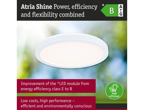 Plafoniera ATRIA SHINE LED 7,6W ze zmienną barwą 3000/4000/6500K + światło odbite okrągła 190mm/35mm 1000 lm 230V IP44 Klasa energ. B biały / tworzywo sztuczne - 13