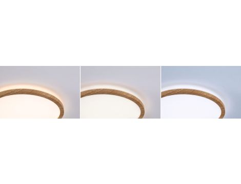 Plafoniera ATRIA SHINE LED 7,6W ze zmienną barwą 3000/4000/6500K + światło odbite okrągła 190mm/35mm 1000 lm 230V IP44 Klasa energ. B wzór drewna / tworzywo sztuczne - 8