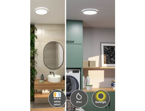 Plafoniera ATRIA SHINE LED 14,8W ze zmienną barwą 3000/4000/6500K + światło odbite okrągła 298mm/35mm 2250 lm 230V IP44 Klasa energ. B biały / tworzywo sztuczne - 4