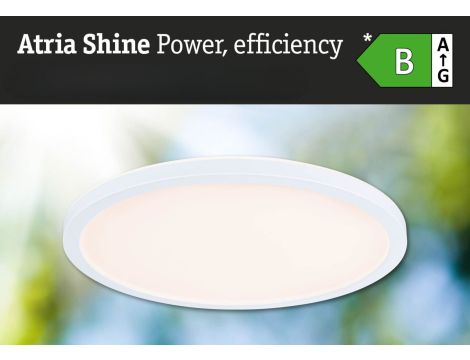 Plafoniera ATRIA SHINE LED 14,8W ze zmienną barwą 3000/4000/6500K + światło odbite okrągła 298mm/35mm 2250 lm 230V IP44 Klasa energ. B biały / tworzywo sztuczne - 9