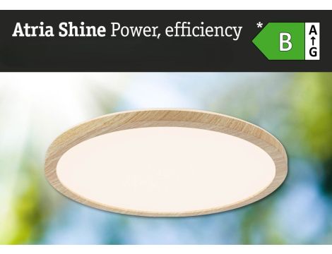 Plafoniera ATRIA SHINE LED 14,8W ze zmienną barwą 3000/4000/6500K + światło odbite okrągła 298mm/35mm 2250 lm 230V IP44 Klasa energ. B wzór drewna / tworzywo sztuczne - 8