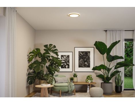 Plafoniera ATRIA SHINE LED 14,8W ze zmienną barwą 3000/4000/6500K + światło odbite okrągła 298mm/35mm 2250 lm 230V IP44 Klasa energ. B wzór drewna / tworzywo sztuczne - 12