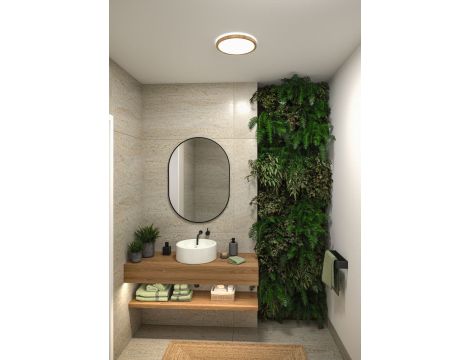 Plafoniera ATRIA SHINE LED 14,8W ze zmienną barwą 3000/4000/6500K + światło odbite okrągła 298mm/35mm 2250 lm 230V IP44 Klasa energ. B wzór drewna / tworzywo sztuczne - 13