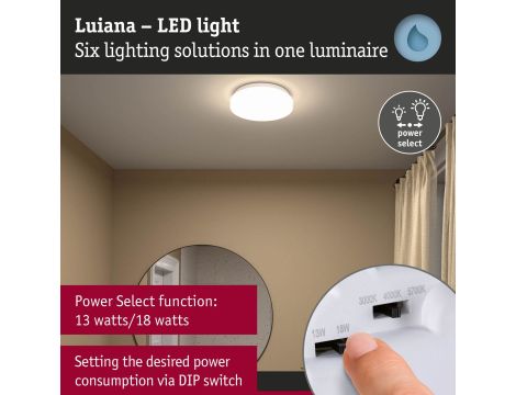 Plafoniera Luiana LED 16,5W okrągła 280mm 1750lm Power DIP 13/18W  3000/4000/5700K IP44 230V biały / tworzywo sztuczne - 13