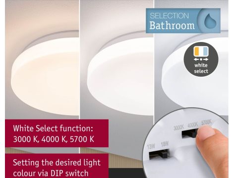 Plafoniera Luiana LED 16,5W okrągła 280mm 1750lm Power DIP 13/18W  3000/4000/5700K IP44 230V biały / tworzywo sztuczne - 3