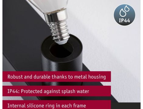 Oprawa ścienna REGULA II nad lustro E14 max. 4x40W DIM 230V IP 44 czarny / metal - 12