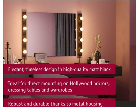 Oprawa ścienna REGULA II nad lustro z kablem E14 max. 4x40W DIM 230V IP 44 czarny / metal - 8