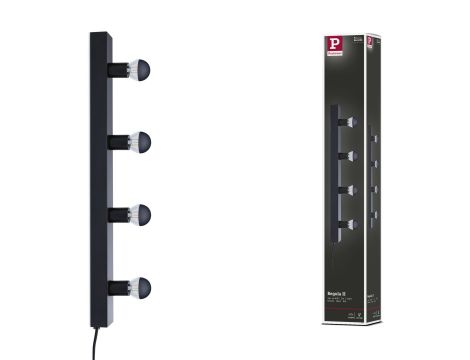 Oprawa ścienna REGULA II nad lustro z kablem E14 max. 4x40W DIM 230V IP 44 czarny / metal - 15