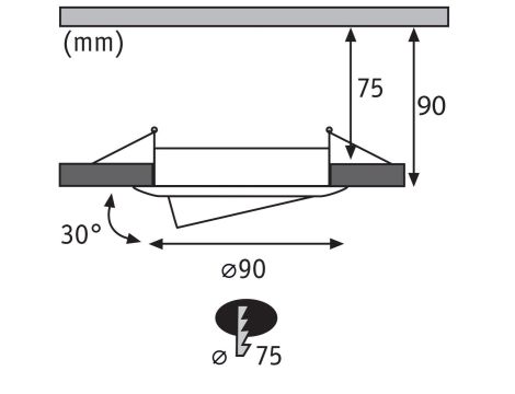 Zestaw wychylnych opraw do wbudowania GU10 max. 3x10W DIM 90mm 30° IP23 230V czarny / tworzywo sztuczne - 8