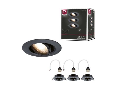 Zestaw wychylnych opraw do wbudowania GU10 max. 3x10W DIM 90mm 30° IP23 230V czarny / tworzywo sztuczne - 9