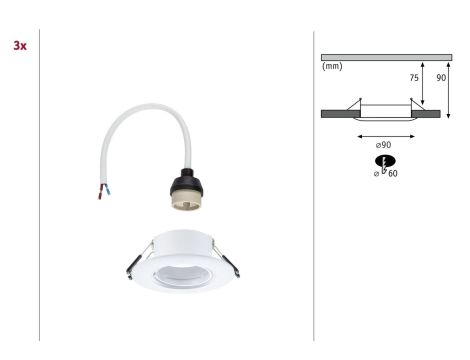 Zestaw opraw do wbudowania Starr GU10 max. 3x10W DIM 90mm IP23 230V biały / tworzywo sztuczne - 7