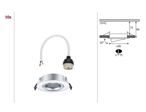 Zestaw wychylnych opraw do wbudowania GU10 max. 10x10W DIM 90mm 30° IP23 230V chrom mat / tworzywo sztuczne - 7