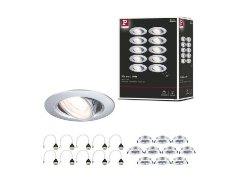 Zestaw wychylnych opraw do wbudowania GU10 max. 10x10W DIM 90mm 30° IP23 230V chrom mat / tworzywo sztuczne - 8