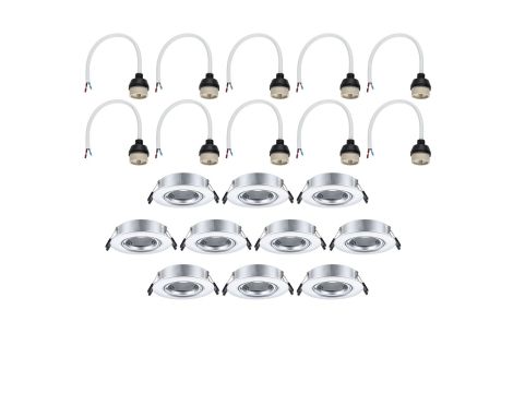Zestaw wychylnych opraw do wbudowania GU10 max. 10x10W DIM 90mm 30° IP23 230V chrom mat / tworzywo sztuczne - 2