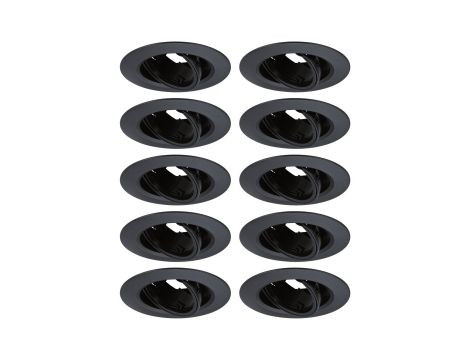 Zestaw wychylnych opraw do wbudowania GU10 max. 10x10W DIM 90mm 30° IP23 230V czarny / tworzywo sztuczne