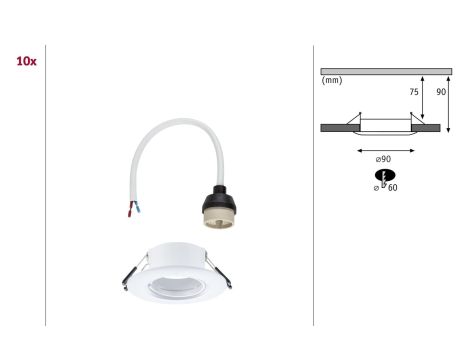 Zestaw opraw do wbudowania Starr GU10 max. 10x10W DIM 90mm IP23 230V biały / tworzywo sztuczne - 7