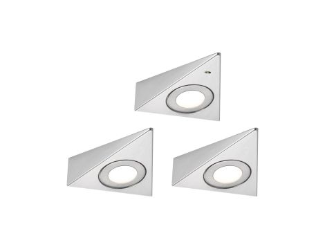 Oprawa podszafkowa TRIAS zestaw 3 szt. czujnik zbliżeniowy 3x2,7W 135x132mm 3x185lm 3000K 230/12V szczotkowane żelazo / metal