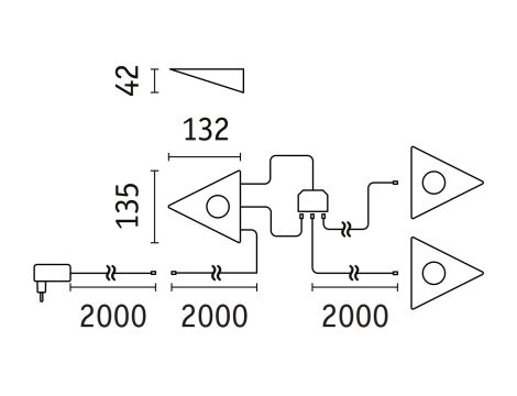 Oprawa podszafkowa TRIAS zestaw 3 szt. czujnik zbliżeniowy 3x2,7W 135x132mm 3x185lm 4000K 230/12V szczotkowane żelazo / metal - 9