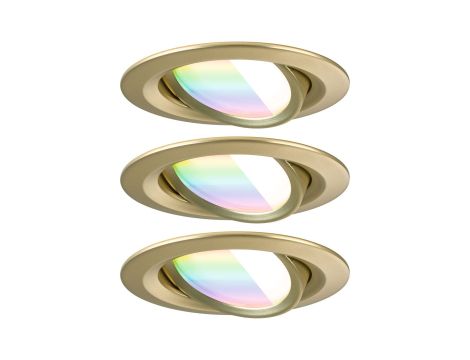 Zestaw wychylnych opraw wpuszczanych LED Nova Coin SH Zigbee RGBW  DIM okrągła 84mm 100° 3x6W 3x500lm 2200 - 6500 K IP23 230V Złoty matowy / aluminium - 9
