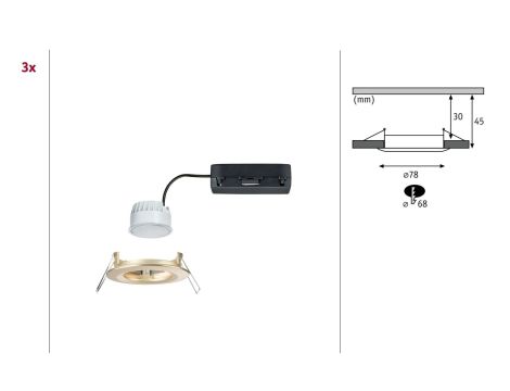 Zestaw wychylnych opraw wpuszczanych LED Nova Coin okrągłych 84mm 50° 3x2,8W 3x505lm 4000K klasa A 230V biały mat / aluminium - 9